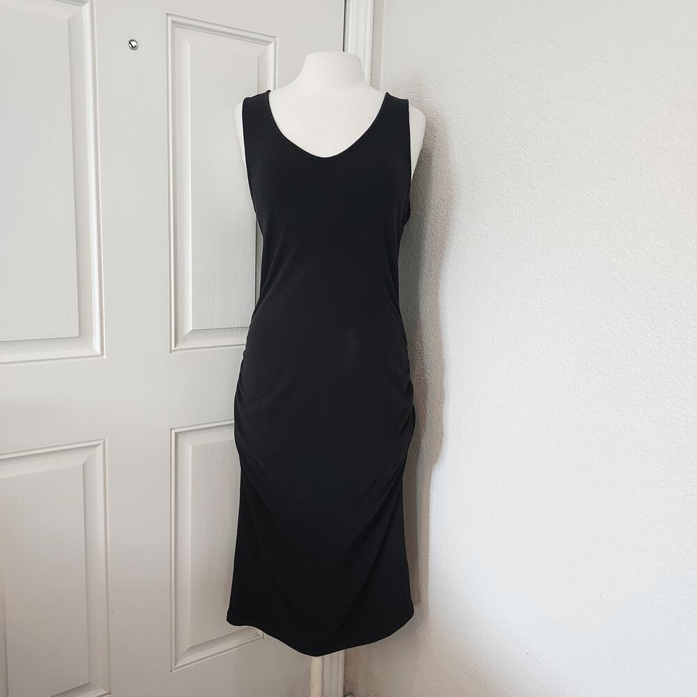 Michael Stars Black Ruched Sleeveless Dress Size L